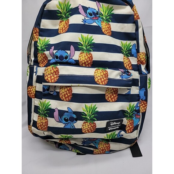 Disney Loungefly Lilo & Stitch Pineapple Large Striped Nylon Women’s Backpack - Picture 4 of 16
